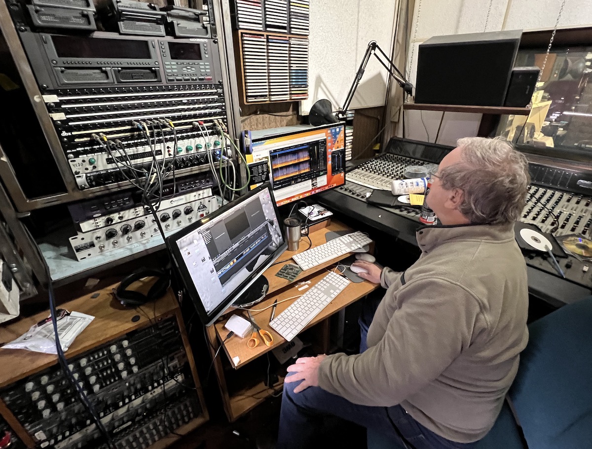 Rick Kuschel working in control room at The Recording Center