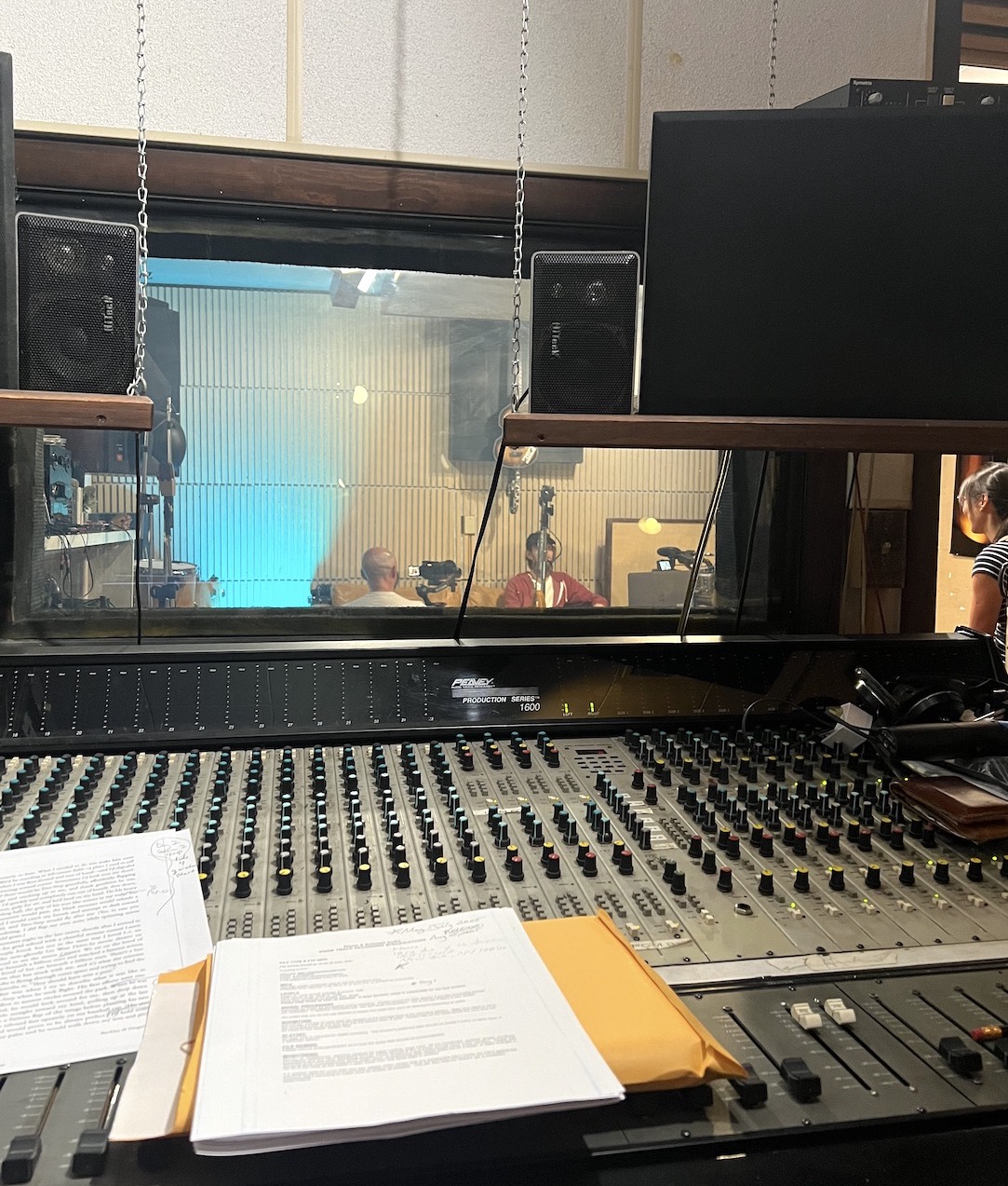 The Recording Center control room view during recording session